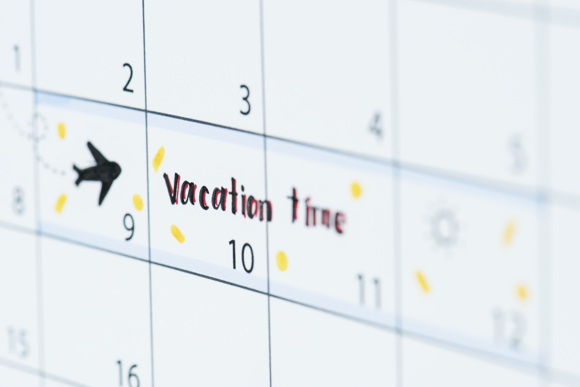 Image of a calendar reminder for a vacation to South Hutchinson Island